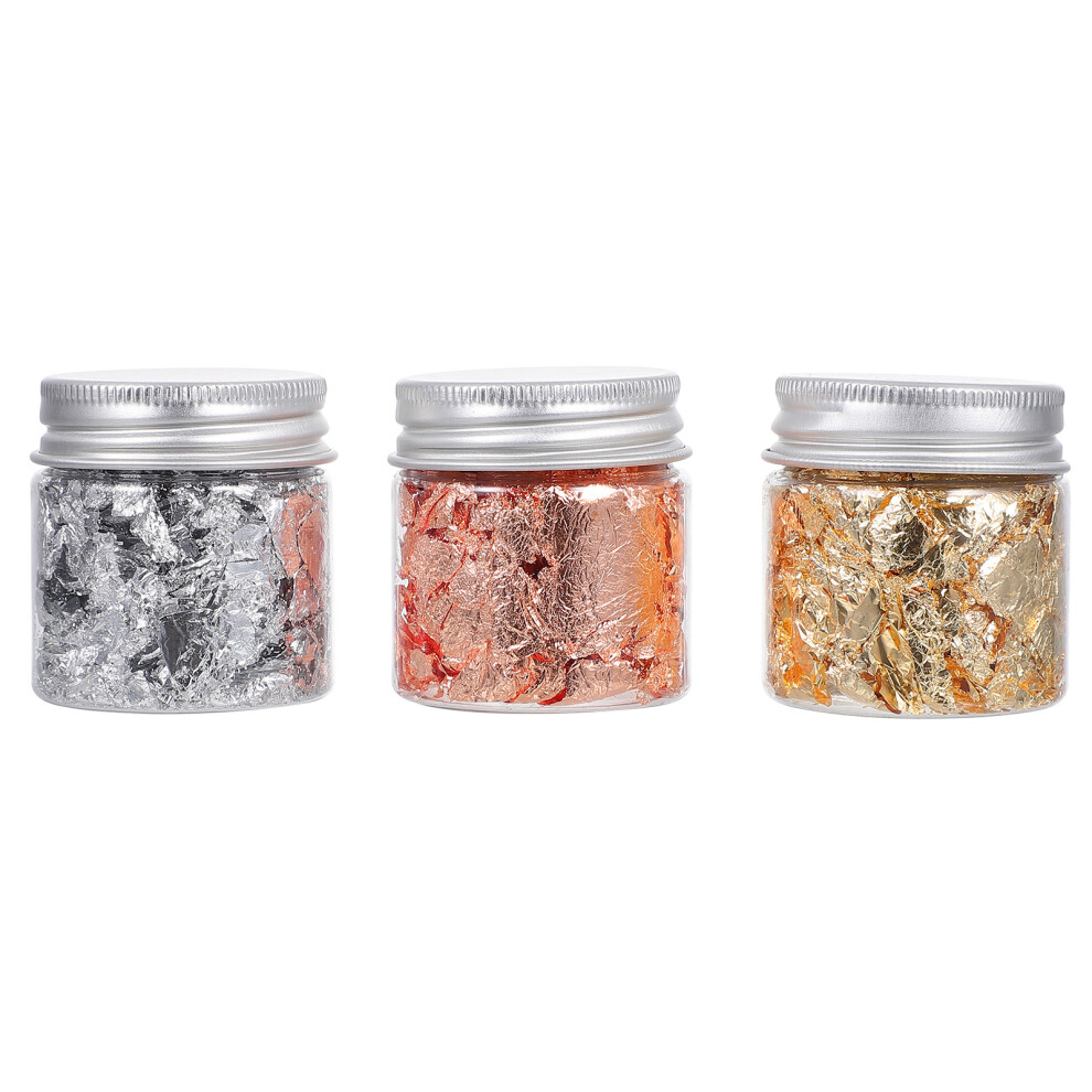 Solustre 3 Bottles Nail Glitter Foil Flakes Diy Art Supplies