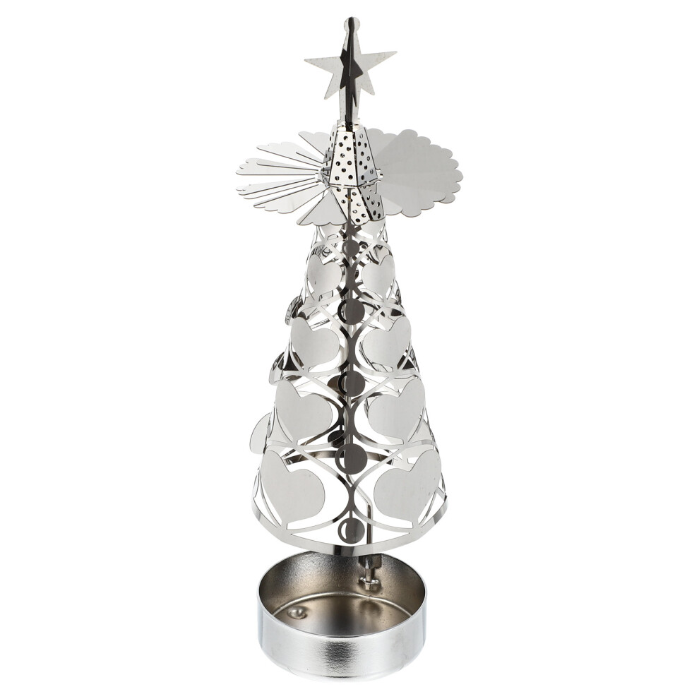 1Pc Xmas Tree Shape Rotatable Candle Holder Silver-image-OPC-PKWNYWP-NEW