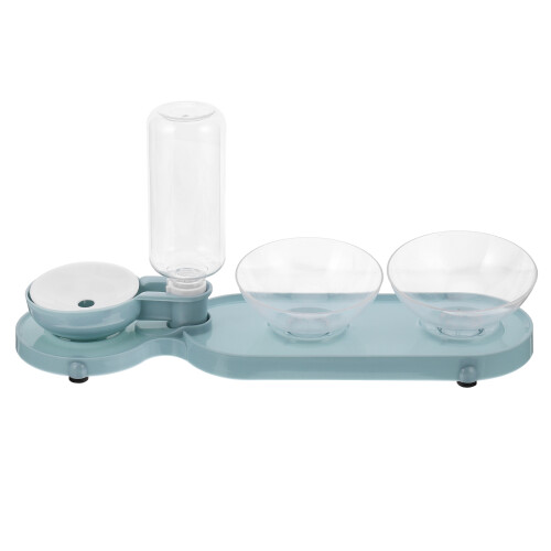 Pet Feeder With Double Tilt Bowls And Automatic Water Bottle 2