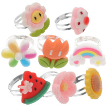 1 Box Adjustable Cartoon Rings For Little Girls