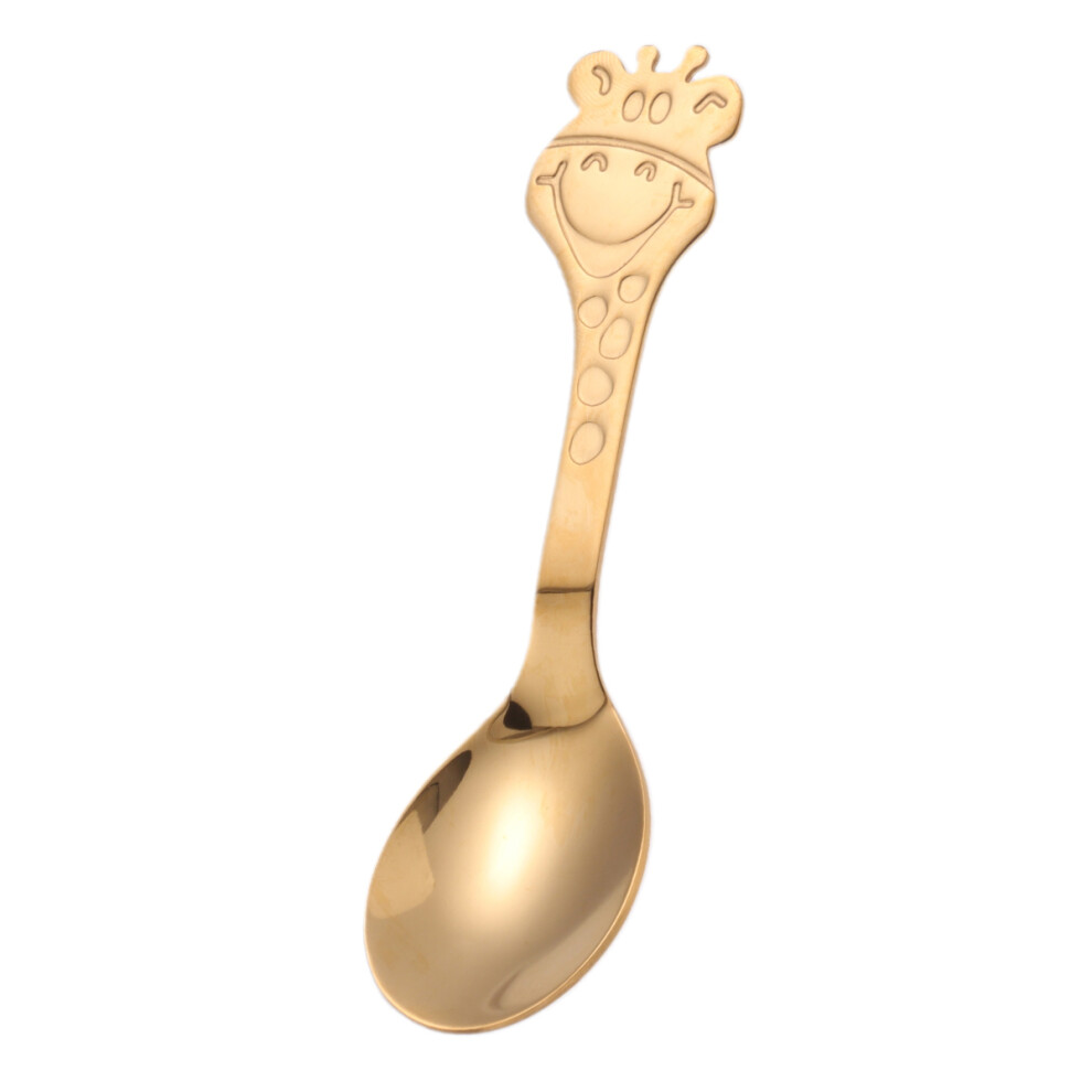 Aboofan Baby Cartoon Giraffe Stainless Steel Polished Soup Spoon Golden