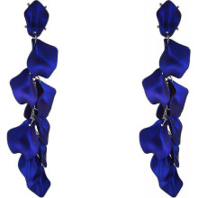 (Blue) Dangle Floral Tassel Earrings with Exaggerated Flower Design Acrylic Rose Petals