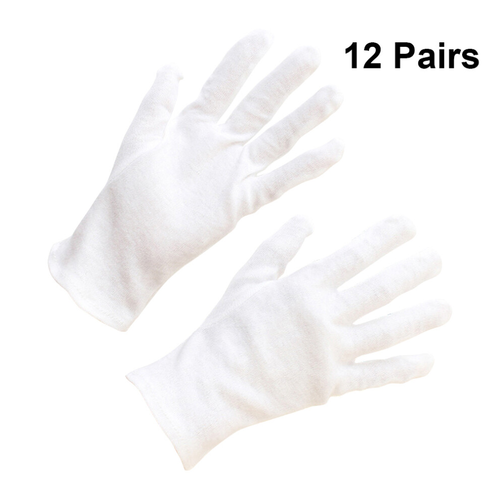 12 Pairs Cotton Etiquette Gloves For Jewelry Handling And Protection 3352054242200