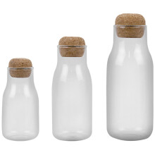 3St Duurzame Glazen Opslagpotten Met Kurken Dop Voor Snacks En Thee