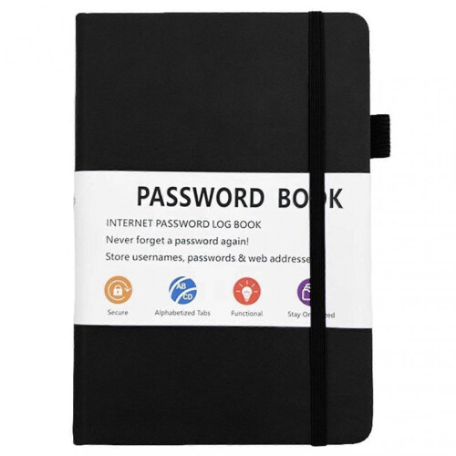 (Black) Compact Password Keepers Journal Portable Multi-Purpose Planner Thoughtful Gift for Loved Ones