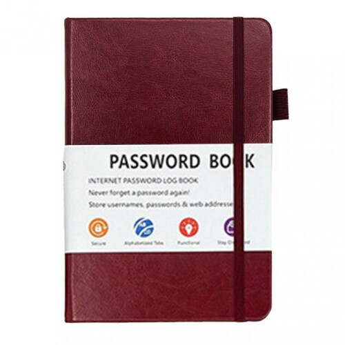 (Red Wine) Compact Password Keepers Journal Portable Multi-Purpose Planner Thoughtful Gift for Loved Ones