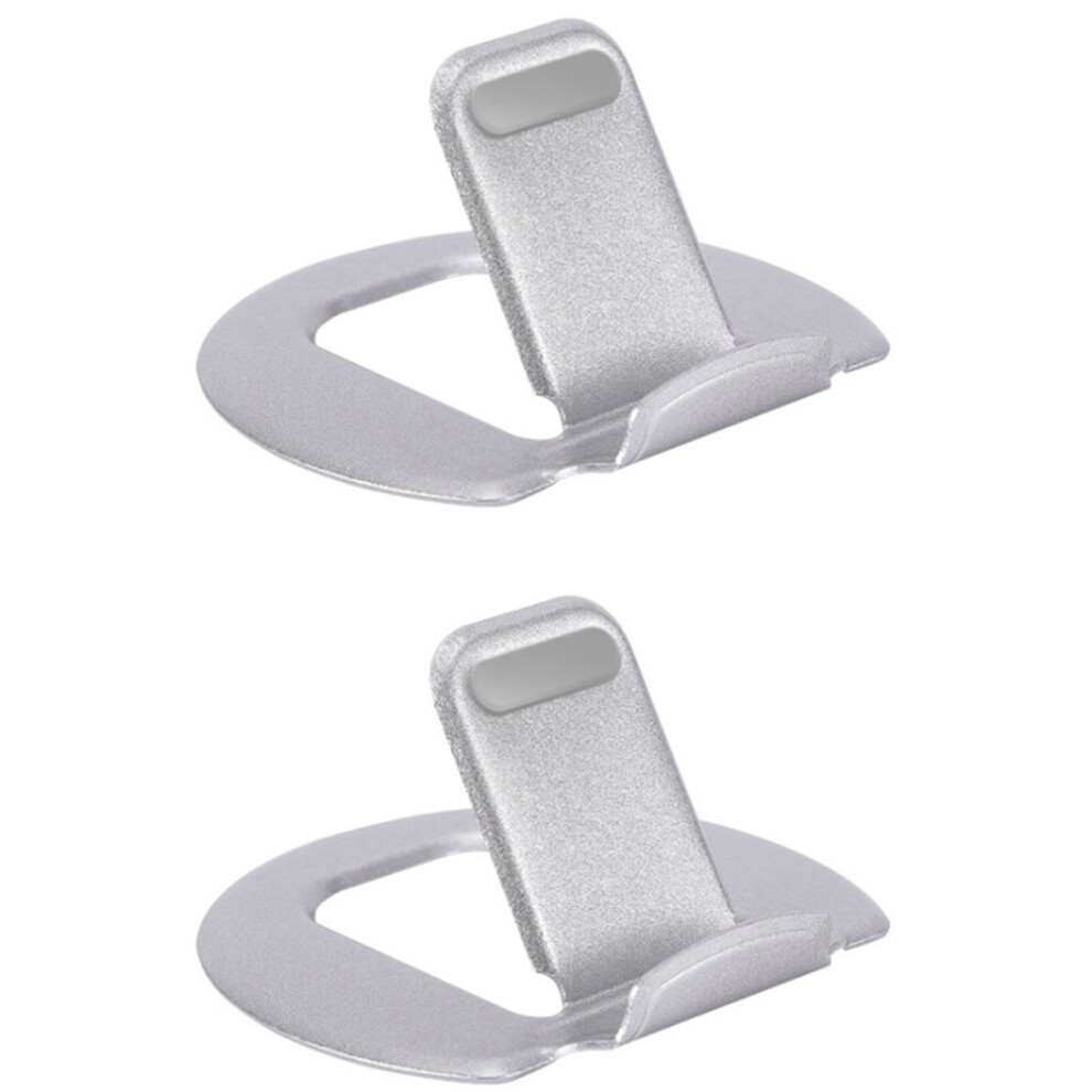 2Pcs Phone Bracket Metal Phone Holder Sturdy Desk Stand Support Silver 3351924486461