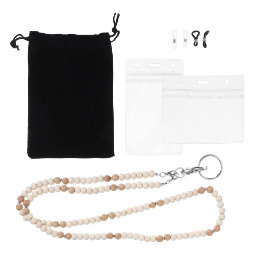 Retractable Badge Holder With ID Card Set Beaded Lanyard