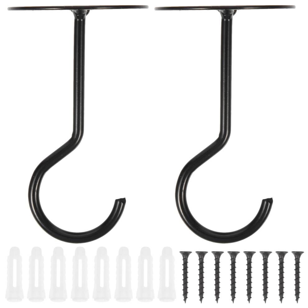 2 Sets Hook Up Hook Ceiling Hanger Home Hanger Black Zinc Alloy 3352054220888