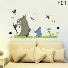 New Cartoon Animation Vinyl Totoro Wall Stickers for Kids Room,black