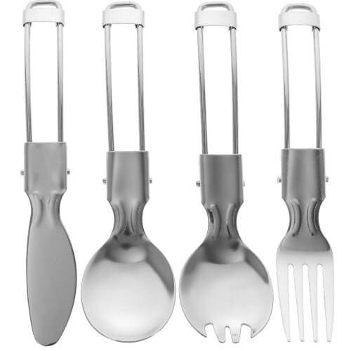 1 Set Stainless Steel Folding Utensil With Storage Bag 1