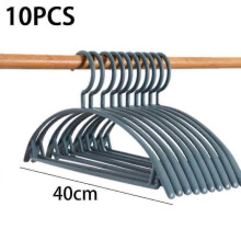 (Blue) 10pcs Adult Non-slip Semi-circle Seamless Bold Household Hangers