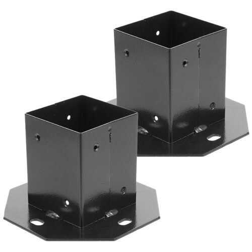 2Pcs Black Metal Mailbox Post Protectors Deck and Fence Post Bases