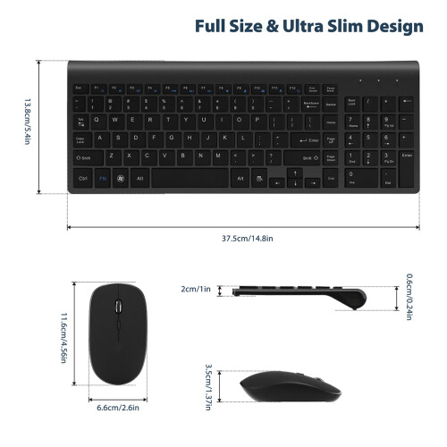 1 Set Wireless Keyboard Mouse Combo 2.4ghz Ultra Thin Modern 1