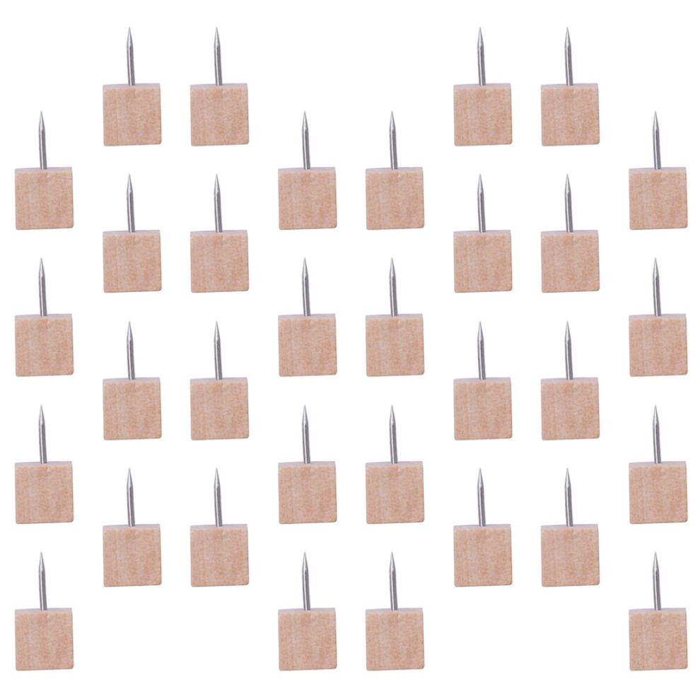 50 Pcs Wooden Head Push Pins Decorative Thumbtacks Diy Wooden Pushpin 3352054243481