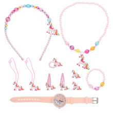 1Set Unicorns Pink Watch Bracelet Jewelry Set for Girls Birthday Gift