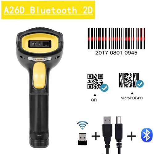 Handheld Wireless 1D 2D Scanner Bluetooth Barcode Scanner For Supermarkets 1D 2D QR Code Reader 1