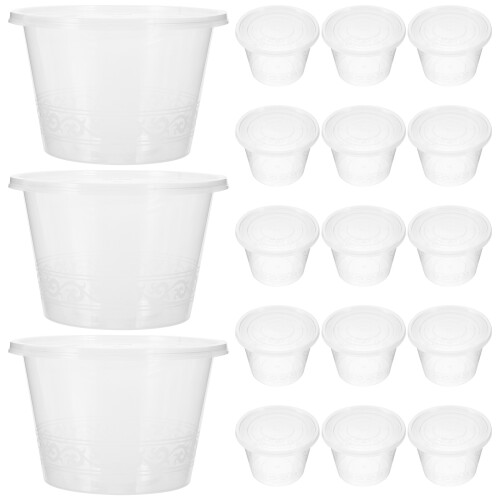 50Pcs Plastic Takeaway Bowls With Lids For Desserts 2