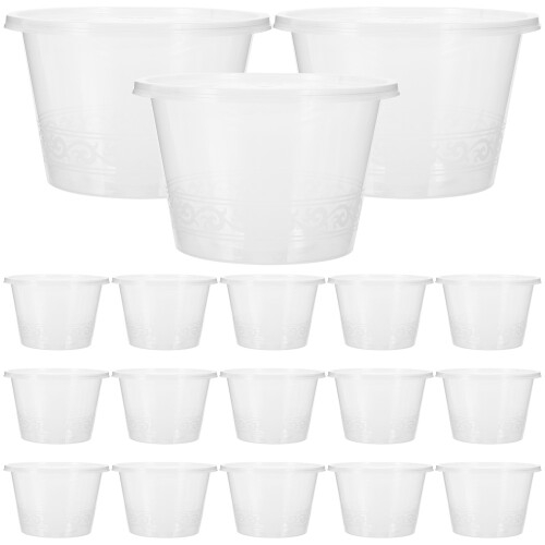 50Pcs Plastic Takeaway Bowls With Lids For Desserts
