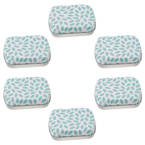6Pcs Rectangular Tin Box Metal Candy Case Small Storage Organizer