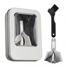 (Iron Box) Safe Touch Stainless Steel Nose Hair Trimmer Portable Cleaning Nose Hair Scissors Birthday Gifts