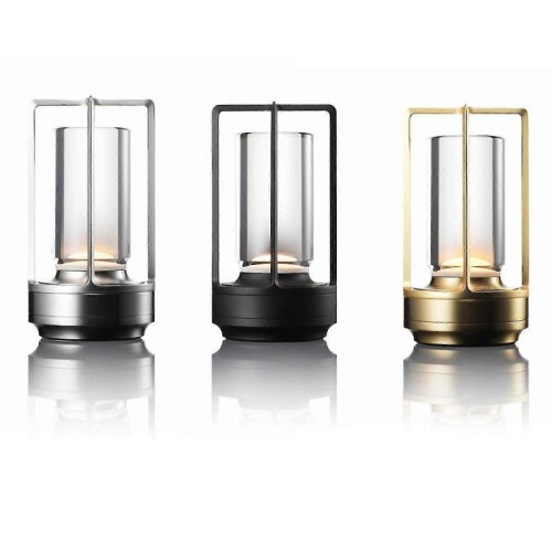 (Gold) Modern Led Table Lamp Touch Dimmable Usb Rechargeable Bar Night Light Cordless