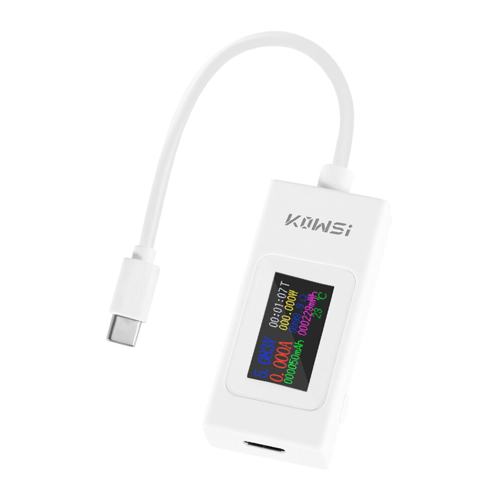 Usb C Tester Power Meter 4-30V Range 0-6.5A Color Display Digital Multimeter Voltmeter Ammeter White 9016109270825
