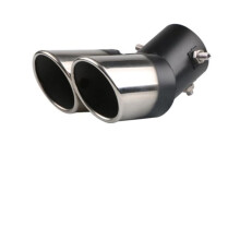 Dual Outlet Car Exhaust Tip Stainless Steel Slant Rolled Edge Anti-Resistance Universal Auto Muffler Silencer Black Silver Color H