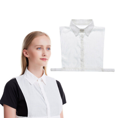 Women Solid Color Shirt With Detachable Square False Collar 1