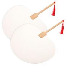 2Pcs White Wooden Blank Fans DIY Painting Handheld Fans for Women