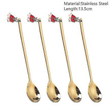 (gold bell-Spoon) 4pcs Christmas Decorations For Home Christmas Tableware Decor Coffee Spoons Xmas Gift New Year 2023 Navidad 2023 Natal Kids