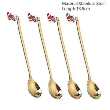 (gold sock-Spoon) 4pcs Christmas Decorations For Home Christmas Tableware Decor Coffee Spoons Xmas Gift New Year 2023 Navidad 2023 Natal Kids