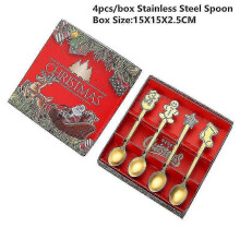 (gold gift box-3) 4pcs Christmas Decorations For Home Christmas Tableware Decor Coffee Spoons Xmas Gift New Year 2023 Navidad 2023 Natal Kids
