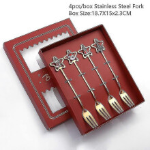 (gold star fork-R) 4pcs Christmas Decorations For Home Christmas Tableware Decor Coffee Spoons Xmas Gift New Year 2023 Navidad 2023 Natal Kids