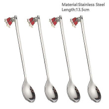 (silver bell-Spoon) 4pcs Christmas Decorations For Home Christmas Tableware Decor Coffee Spoons Xmas Gift New Year 2023 Navidad 2023 Natal Kids