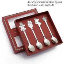 (silver Gingerbread-R) 4pcs Christmas Decorations For Home Christmas Tableware Decor Coffee Spoons Xmas Gift New Year 2023 Navidad 2023 Natal Kids