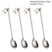 (silver elk-Spoon) 4pcs Christmas Decorations For Home Christmas Tableware Decor Coffee Spoons Xmas Gift New Year 2023 Navidad 2023 Natal Kids