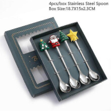 (silver doll spoon-G) 4pcs Christmas Decorations For Home Christmas Tableware Decor Coffee Spoons Xmas Gift New Year 2023 Navidad 2023 Natal Kids