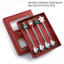 (silver doll spoon-R) 4pcs Christmas Decorations For Home Christmas Tableware Decor Coffee Spoons Xmas Gift New Year 2023 Navidad 2023 Natal Kids