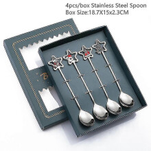 (silver star spoon-G) 4pcs Christmas Decorations For Home Christmas Tableware Decor Coffee Spoons Xmas Gift New Year 2023 Navidad 2023 Natal Kids