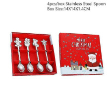 (silver gift box-2) 4pcs Christmas Decorations For Home Christmas Tableware Decor Coffee Spoons Xmas Gift New Year 2023 Navidad 2023 Natal Kids