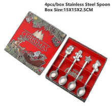 (silver gift box-3) 4pcs Christmas Decorations For Home Christmas Tableware Decor Coffee Spoons Xmas Gift New Year 2023 Navidad 2023 Natal Kids