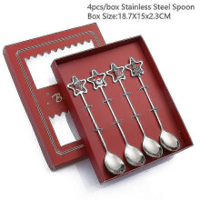 (silver star spoon-R) 4pcs Christmas Decorations For Home Christmas Tableware Decor Coffee Spoons Xmas Gift New Year 2023 Navidad 2023 Natal Kids
