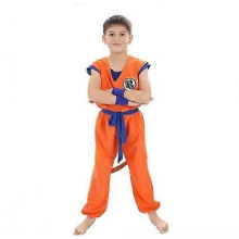 (140 cm) 8Pc Child Adult Anime Dragon Costume Cartoon Character Printed Goku Suit