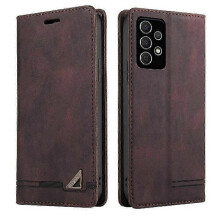 (Brown) Galaxy A72 5G Case with Premium Leather Kickstand and Dual Card Slots