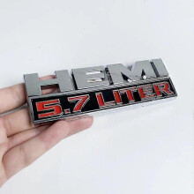 (ABS 5.7L Silver L) Car Body Side Badge Trunk Sticker for Dodge HEMI 5.7 LITER Emblem RAM Journey Caravan Challenger Jcuv Caliber Durango Viper