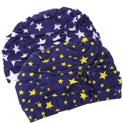 2Stk. Geraffte Schwimmkappen Unisex Elastisch 2