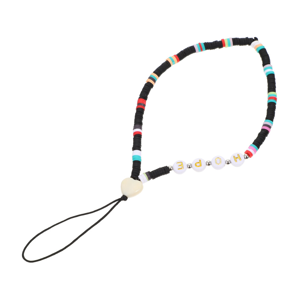 Mobile Phone Hanging Rope Exquisite Acrylic Crystal Strap Black 3352054296944