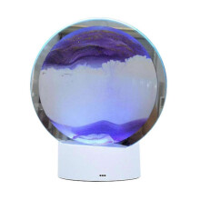 (Purple) Hot! 3d Moving Sand Art Desk Lamp Art Hourglass Table Lamp Art Bedroom Led Table Lamp