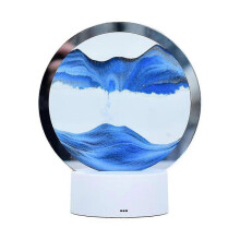 (Blue) Hot! 3d Moving Sand Art Desk Lamp Art Hourglass Table Lamp Art Bedroom Led Table Lamp
